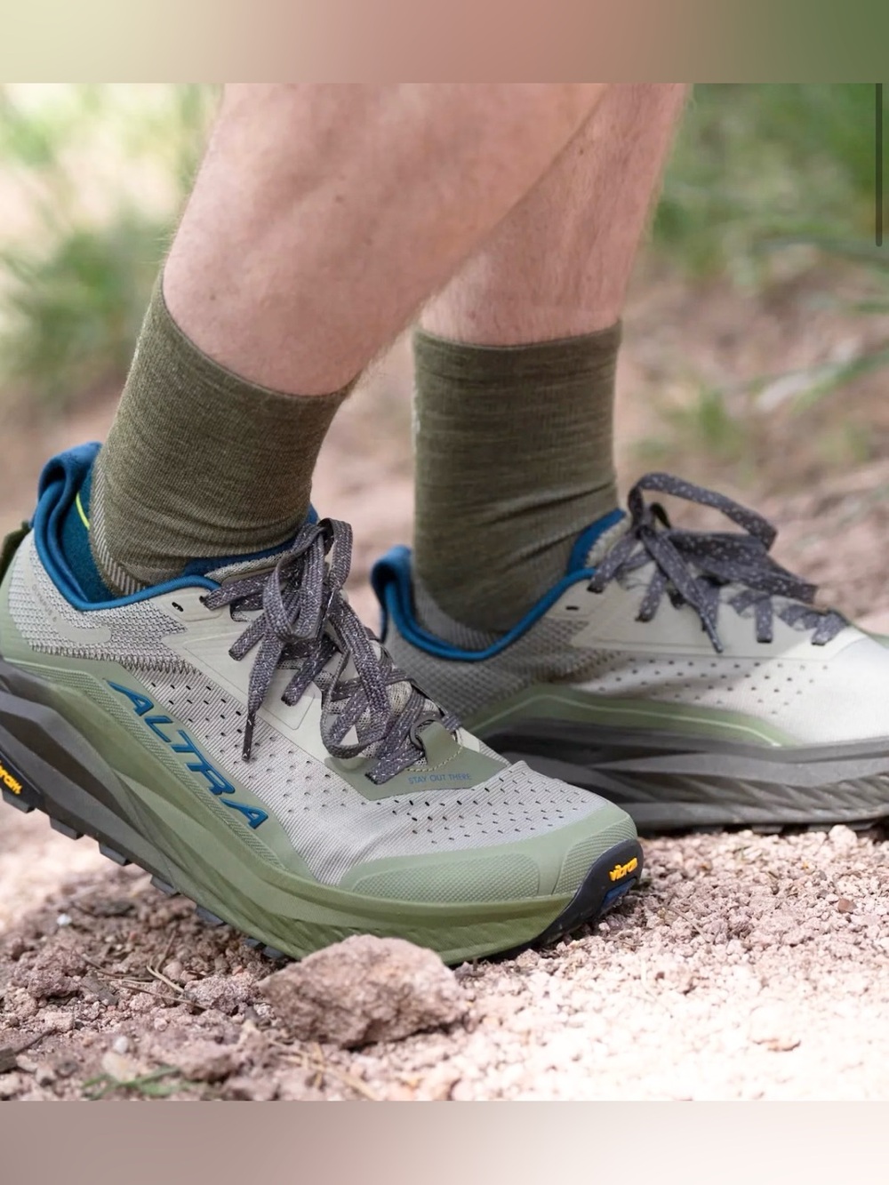 MEN'S ALTRA OLYMPUS 6 Size 10 TAUPE GREEN Trail Running Shoes Hiking Shoes